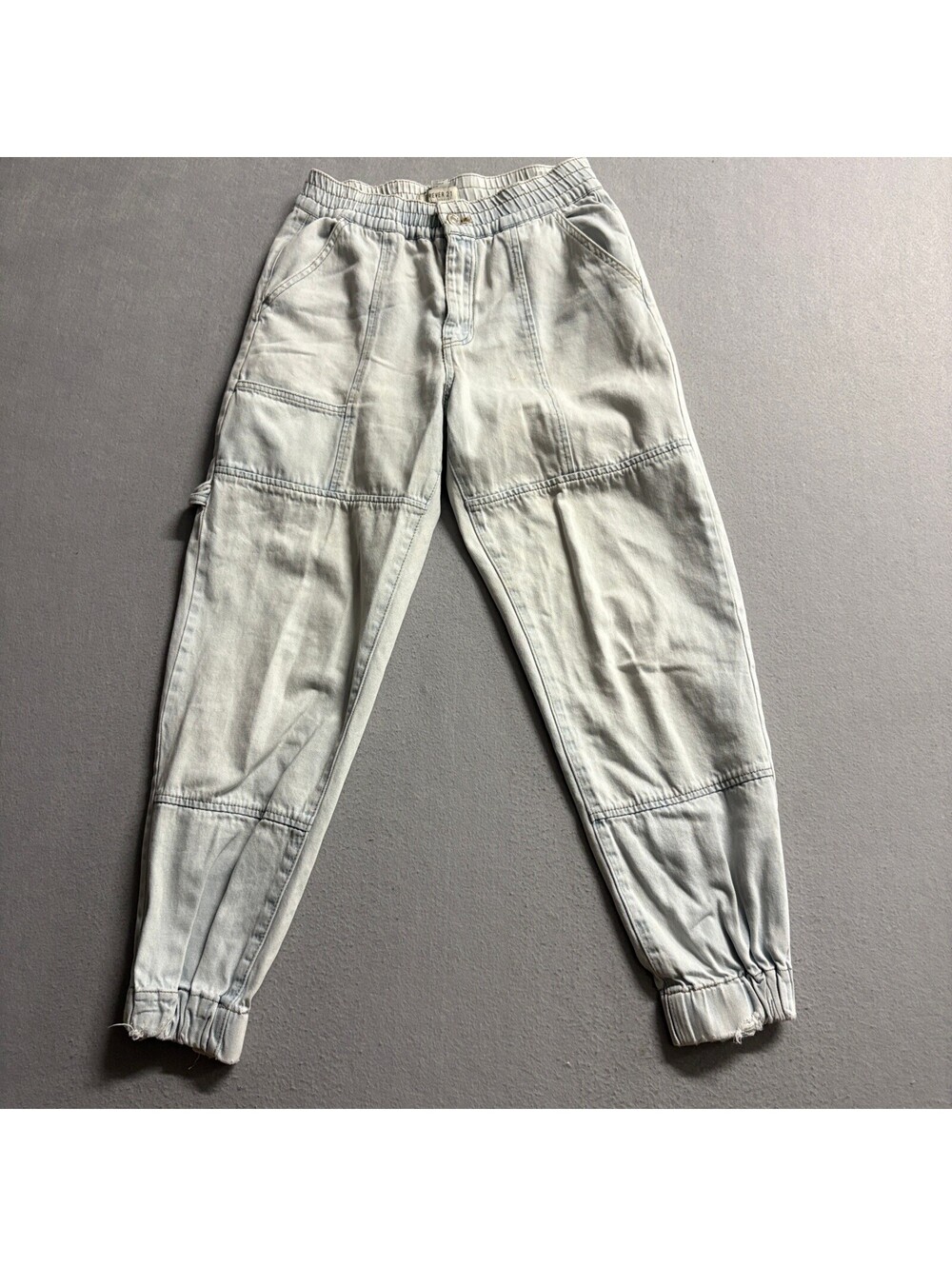 Forever 21 Premium Denim Joggers Womens Small Light Wash Carpenter Pants Blue